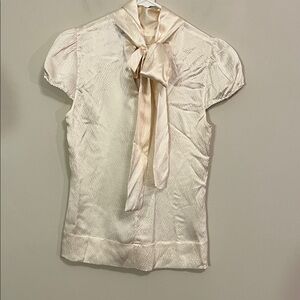 BCBGMaxAzria Cream Blouse with Bow Accent